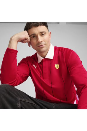 Ferrari Race Jersey LS Polo Kırmızı Erkek Sweatshirt