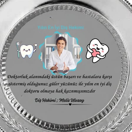Diş Hekimine Hediye Fotoğraflı ve İsimli Yılın En İyi Diş Doktoru Plaketi