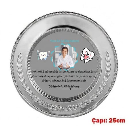 Diş Hekimine Hediye Fotoğraflı ve İsimli Yılın En İyi Diş Doktoru Plaketi