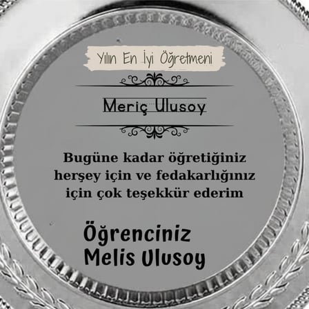 Öğretmenler Günü Hediyesi Kişiye Özel İsimli Yılın En İyi Öğretmeni Plaketi