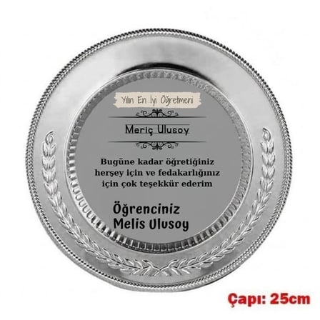 Öğretmenler Günü Hediyesi Kişiye Özel İsimli Yılın En İyi Öğretmeni Plaketi