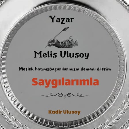 Yazara Hediye Kişiye Özel İsimli Teşekkür Plaketi Gümüş Renk Metal Tabak