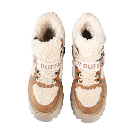 Kadın Bot 1622594 Buffalo ASPEN COM MID WARM - VEGAN NUBUCK/FUR - Beige/Cognac