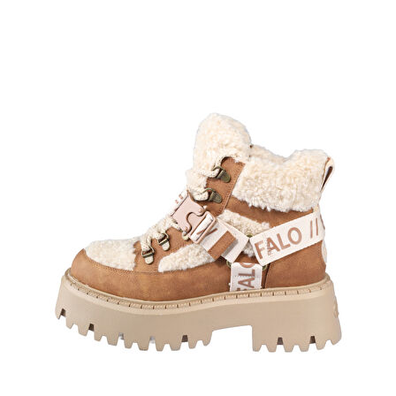 Kadın Bot 1622594 Buffalo ASPEN COM MID WARM - VEGAN NUBUCK/FUR - Beige/Cognac