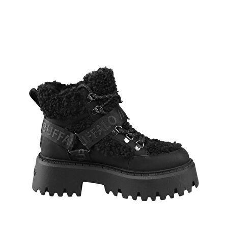 Kadın Bot 1622593 Buffalo ASPEN COM MID WARM - VEGAN NUBUCK/FUR - Black