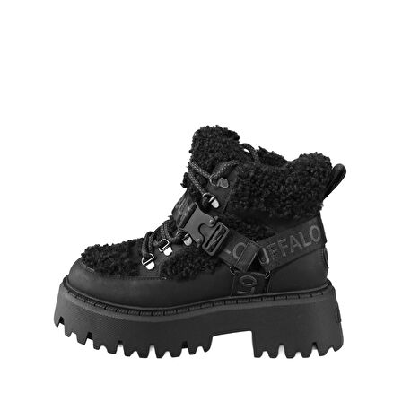 Kadın Bot 1622593 Buffalo ASPEN COM MID WARM - VEGAN NUBUCK/FUR - Black