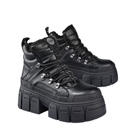Kadın Oxford ( Klasik) 1622608 Buffalo GOSPHER HIKE MID PAD - VEGAN Nappa- Black
