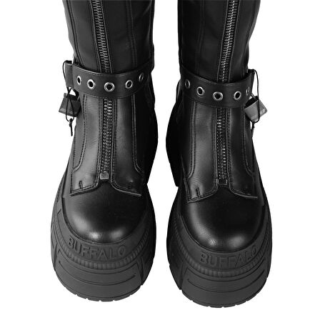 Kadın Çizme 1270131 Buffalo GOSPHER BIKER HI - VEGAN NAPPA  -Black