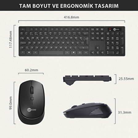 Lecoo KM2001 Kablosuz Türkçe Q Klavye Mouse Set