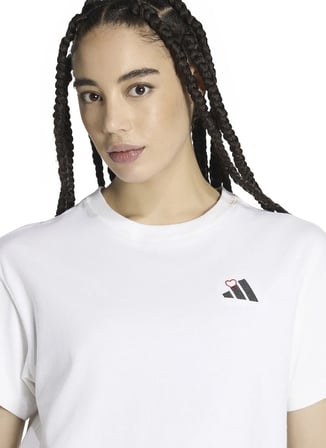 Adidas KT2738 MINI L T Beyaz Bisiklet Yaka Kadın T-Shirt