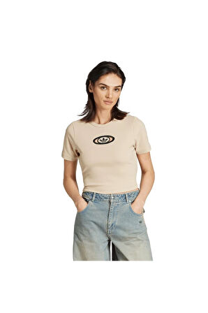 adidas Kadın  Bej  T-shirt CUT OUT RIB TEE KC8803
