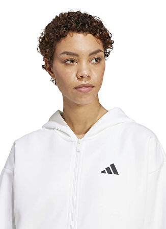 adidas JW7803 W FI 3S FZ HD Beyaz Normal Düz Kadın Zip Ceket
