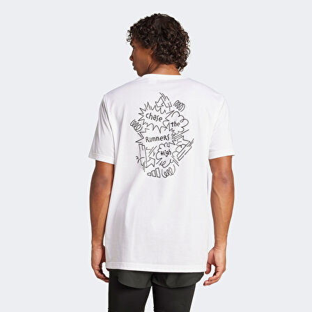 adidas Running Chase The Runners High Graphic Erkek Beyaz Koşu T-Shirt