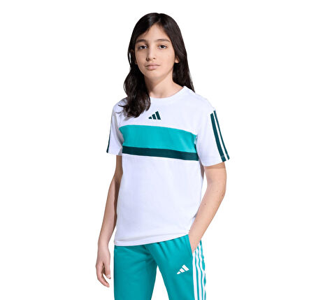 JX0192-C adidas J 3S Tıb T &amp;Ccedil;ocuk T-Shirt Beyaz