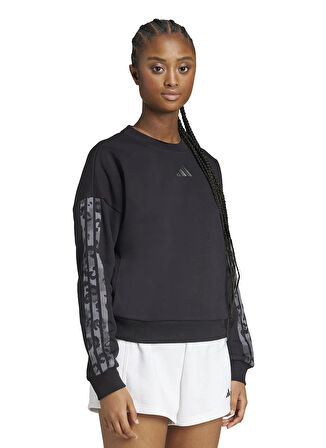 adidas JM1835 W AOP SWT Siyah Yuvarlak Yaka Normal Düz Kadın Sweatshırt