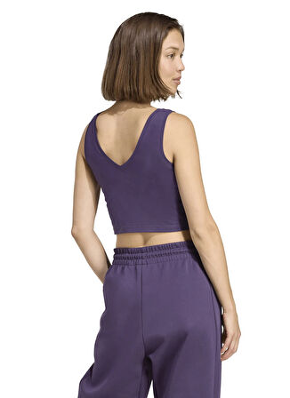 adidas KB7127 W SL SJ TK Mor Yuvarlak Yaka Dar Düz Kadın T-Shirt