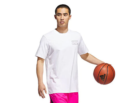 adidas Gfx Lb Tee 2 Erkek Basketbol Tişörtü JV8302 Beyaz
