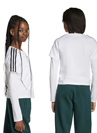 adidas Düz Beyaz Kız Çocuk T-Shirt JV7799 LONG SLEEVE TEE