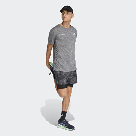 adidas Own The Run Spray Dye 2in1 Erkek Gri Koşu Şortu