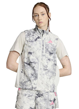 adidas JL8726 OTR SD VEST W Çok Renkli Dar Desenli Kadın Zip Ceket