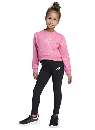 adidas Düz Siyah - Pembe Kız Çocuk Eşofman Takımı JW2419 LG GLAM SET
