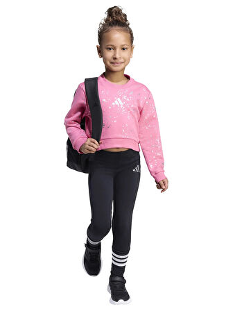 adidas Düz Siyah - Pembe Kız Çocuk Eşofman Takımı JW2419 LG GLAM SET