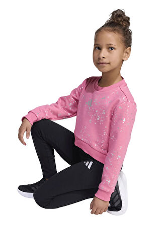 adidas Düz Siyah - Pembe Kız Çocuk Eşofman Takımı JW2419 LG GLAM SET