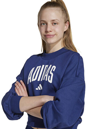 adidas Baskılı Kız Çocuk Koyu Mavi Sweatshırt JM1535 JG CLGT FT SWT