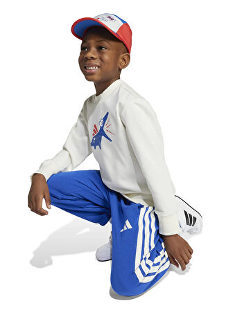 adidas Düz Beyaz - Mavi Erkek Çocuk Eşofman Takımı JV5848 LK ADRPT SET