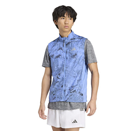 Own The Run Spray Dye Vest Erkek Mavi Koşu Yelek JL8727