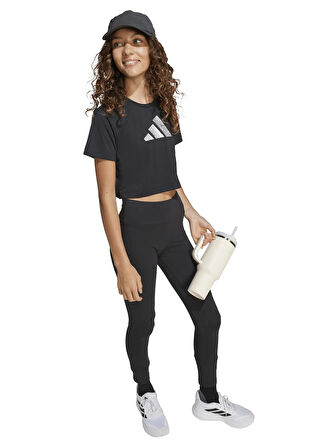 adidas Baskılı Siyah Kız Çocuk T-Shirt KB7295 JG TR-ES GL TEE