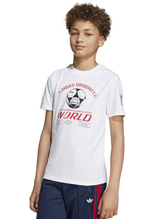 adidas Baskılı Beyaz Erkek Çocuk T-Shirt JV7694 TEE
