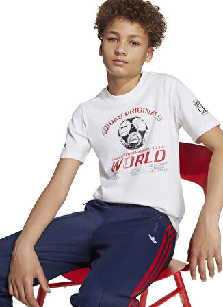adidas Baskılı Beyaz Erkek Çocuk T-Shirt JV7694 TEE