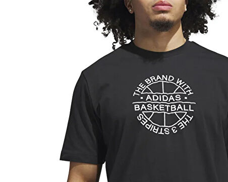 adidas Verbiage Tee Erkek Basketbol Tişörtü JX1745 Siyah