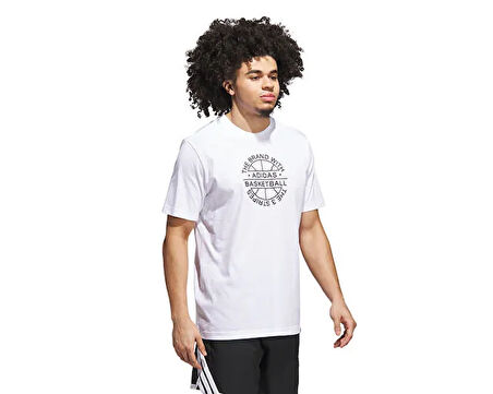 adidas Verbiage Tee Erkek Basketbol Tişörtü JV8429 Beyaz