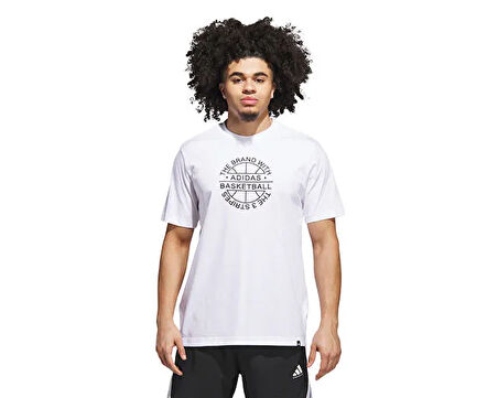 adidas Verbiage Tee Erkek Basketbol Tişörtü JV8429 Beyaz