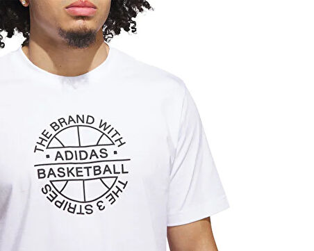 adidas Verbiage Tee Erkek Basketbol Tişörtü JV8429 Beyaz