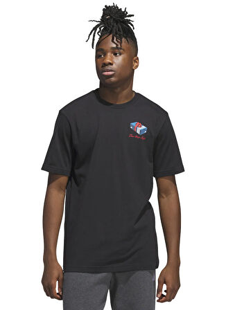 adidas JV8438 M HLDY GFTBOX T Siyah Bisiklet Yaka Normal Düz Erkek T-Shirt