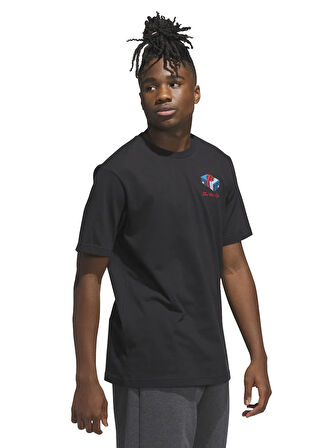 adidas JV8438 M HLDY GFTBOX T Siyah Bisiklet Yaka Normal Düz Erkek T-Shirt