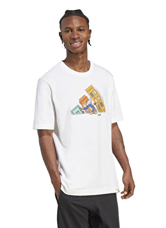 adidas JM6499 M DDL SKATE T Beyaz Yuvarlak Yaka Normal Baskılı Erkek T-Shirt