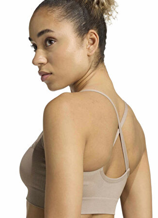 adidas JX3898 WE KNIT LS BRA Taupe Sporcu Sütyeni