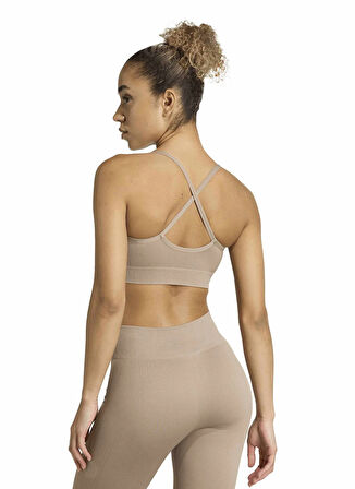adidas JX3898 WE KNIT LS BRA Taupe Sporcu Sütyeni