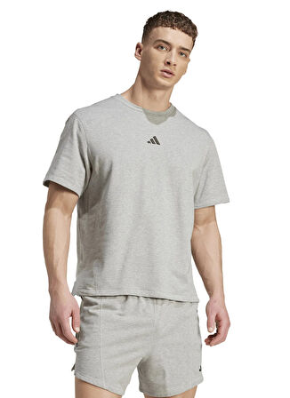 adidas KB6967 D4T X TEE Açık Gri Bisiklet Yaka Bol Kesim Düz Erkek T-Shirt