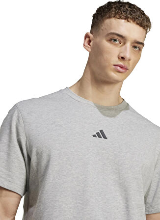 adidas KB6967 D4T X TEE Açık Gri Bisiklet Yaka Bol Kesim Düz Erkek T-Shirt