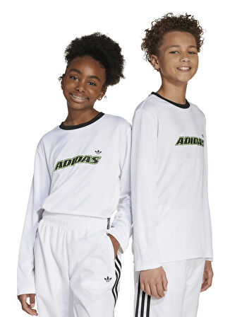 adidas Baskılı Beyaz Erkek Çocuk T-Shirt JV8662 LS TEE