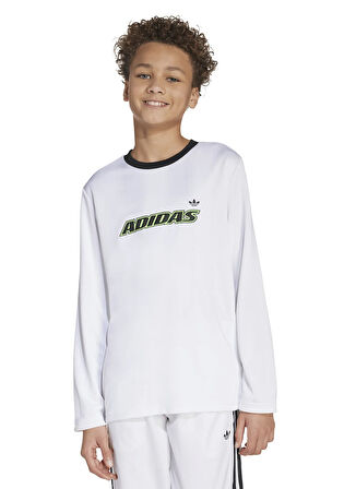 adidas Baskılı Beyaz Erkek Çocuk T-Shirt JV8662 LS TEE