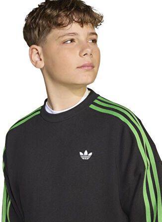 adidas Baskılı Erkek Çocuk Siyah Sweatshırt JW7723 CREW