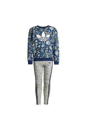 adidas Çocuk  Mavi  Eşofman CREW LEG SET JV7804