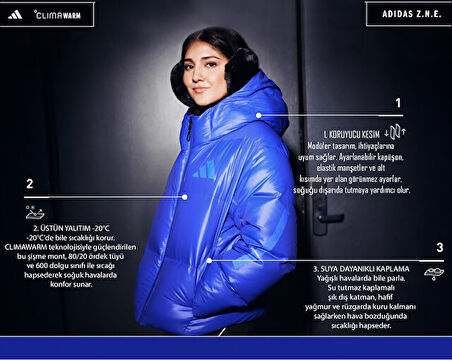 adidas W Z.N.E. Puffer Kadın Outdoor Mont JW1517 Mavi