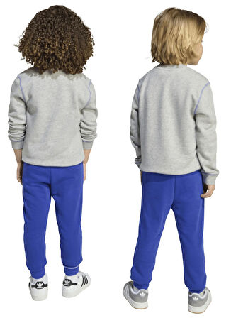 adidas Düz Gri - Mavi Erkek Çocuk Eşofman Takımı JX5260 CREW SET